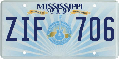 MS license plate ZIF706