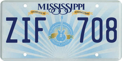 MS license plate ZIF708
