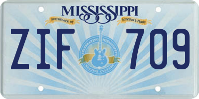 MS license plate ZIF709