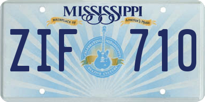 MS license plate ZIF710