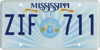 MS license plate ZIF711