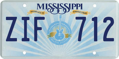 MS license plate ZIF712
