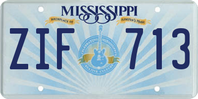 MS license plate ZIF713