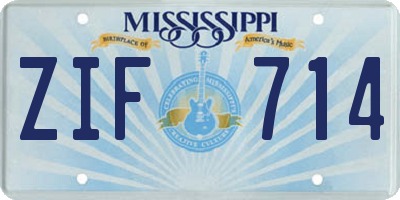 MS license plate ZIF714