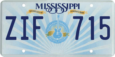MS license plate ZIF715