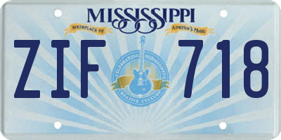 MS license plate ZIF718