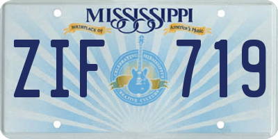 MS license plate ZIF719