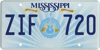 MS license plate ZIF720