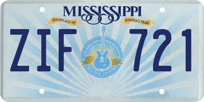 MS license plate ZIF721