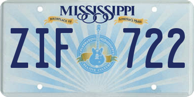 MS license plate ZIF722