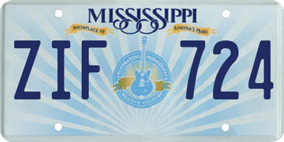 MS license plate ZIF724