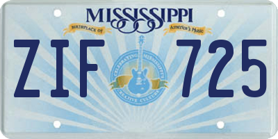 MS license plate ZIF725
