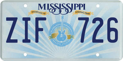 MS license plate ZIF726
