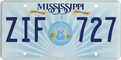 MS license plate ZIF727