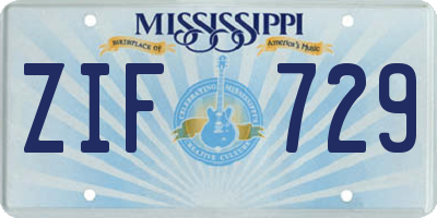 MS license plate ZIF729