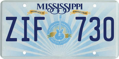 MS license plate ZIF730