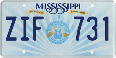 MS license plate ZIF731