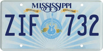 MS license plate ZIF732