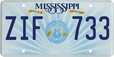 MS license plate ZIF733