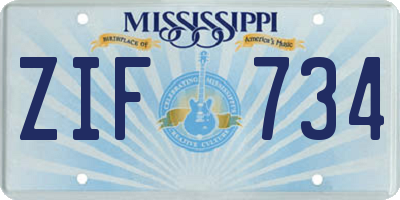 MS license plate ZIF734