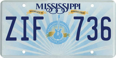 MS license plate ZIF736