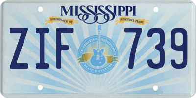 MS license plate ZIF739