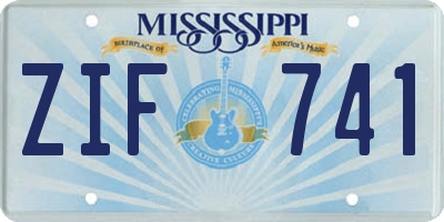 MS license plate ZIF741