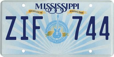 MS license plate ZIF744