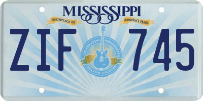 MS license plate ZIF745