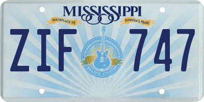MS license plate ZIF747