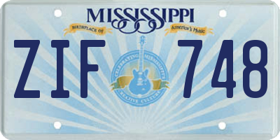 MS license plate ZIF748