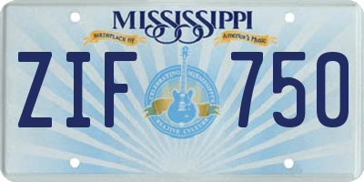 MS license plate ZIF750