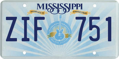 MS license plate ZIF751