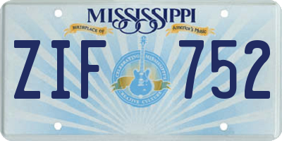 MS license plate ZIF752