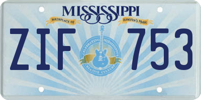 MS license plate ZIF753