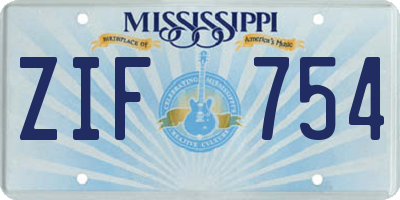MS license plate ZIF754