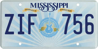 MS license plate ZIF756