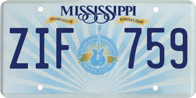 MS license plate ZIF759