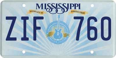 MS license plate ZIF760