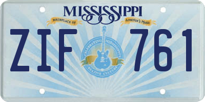 MS license plate ZIF761