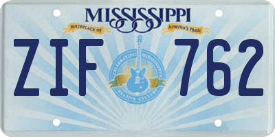 MS license plate ZIF762