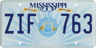 MS license plate ZIF763
