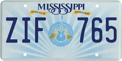 MS license plate ZIF765