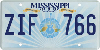 MS license plate ZIF766