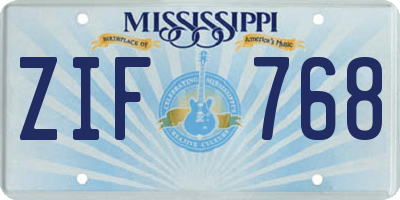 MS license plate ZIF768