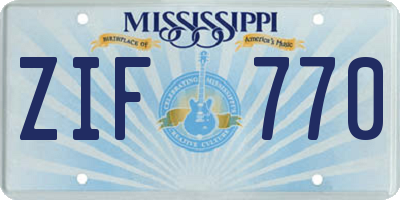 MS license plate ZIF770