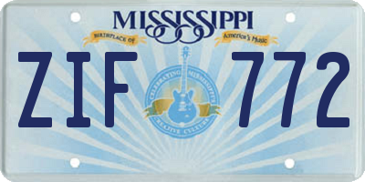 MS license plate ZIF772