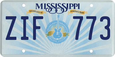 MS license plate ZIF773