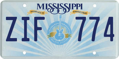 MS license plate ZIF774
