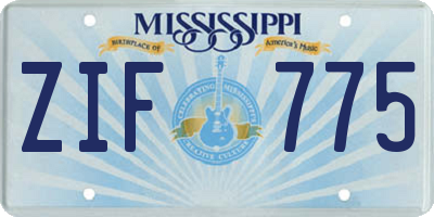 MS license plate ZIF775